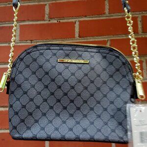 BNWT STEVE MADDEN faux leather black diamond logo crossbody shoulder chain (OS)
